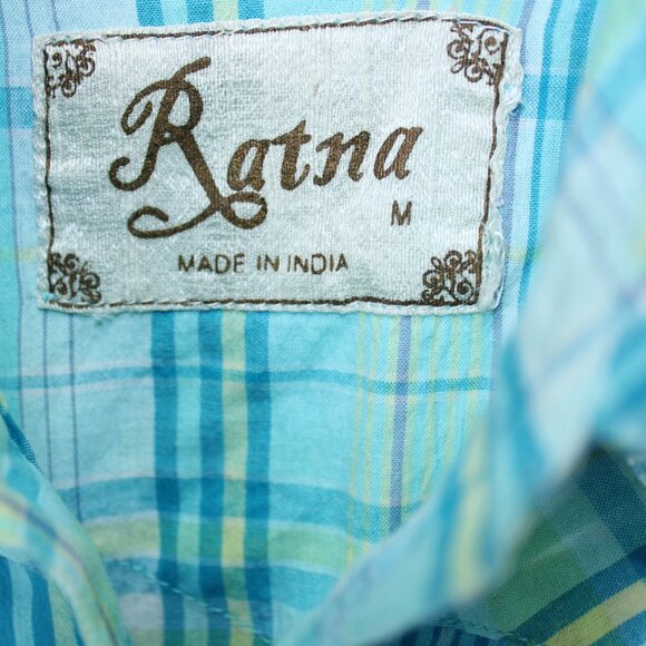 Ratna Shirt Womens M Medium Plaid Rhinestone Buttons Long Sleeve Embroidered - Picture 3 of 7